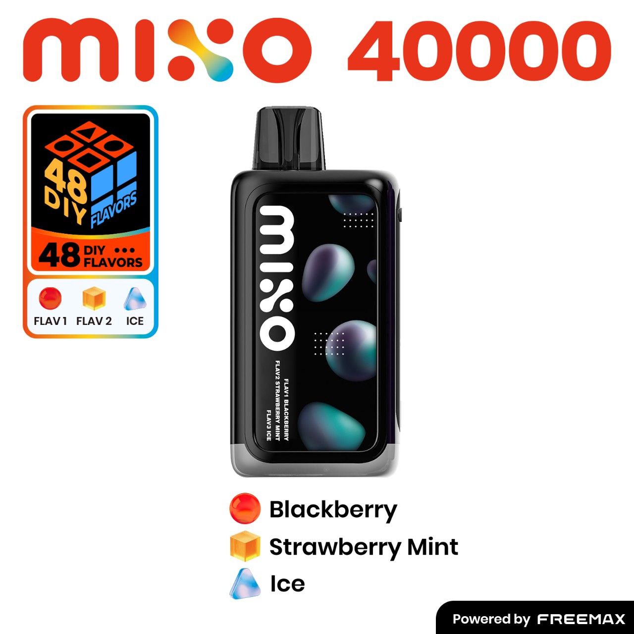 FreeMax Mixo 40000 Puff Disposable Vape - Blackberry/Strawberry Mint Ice
