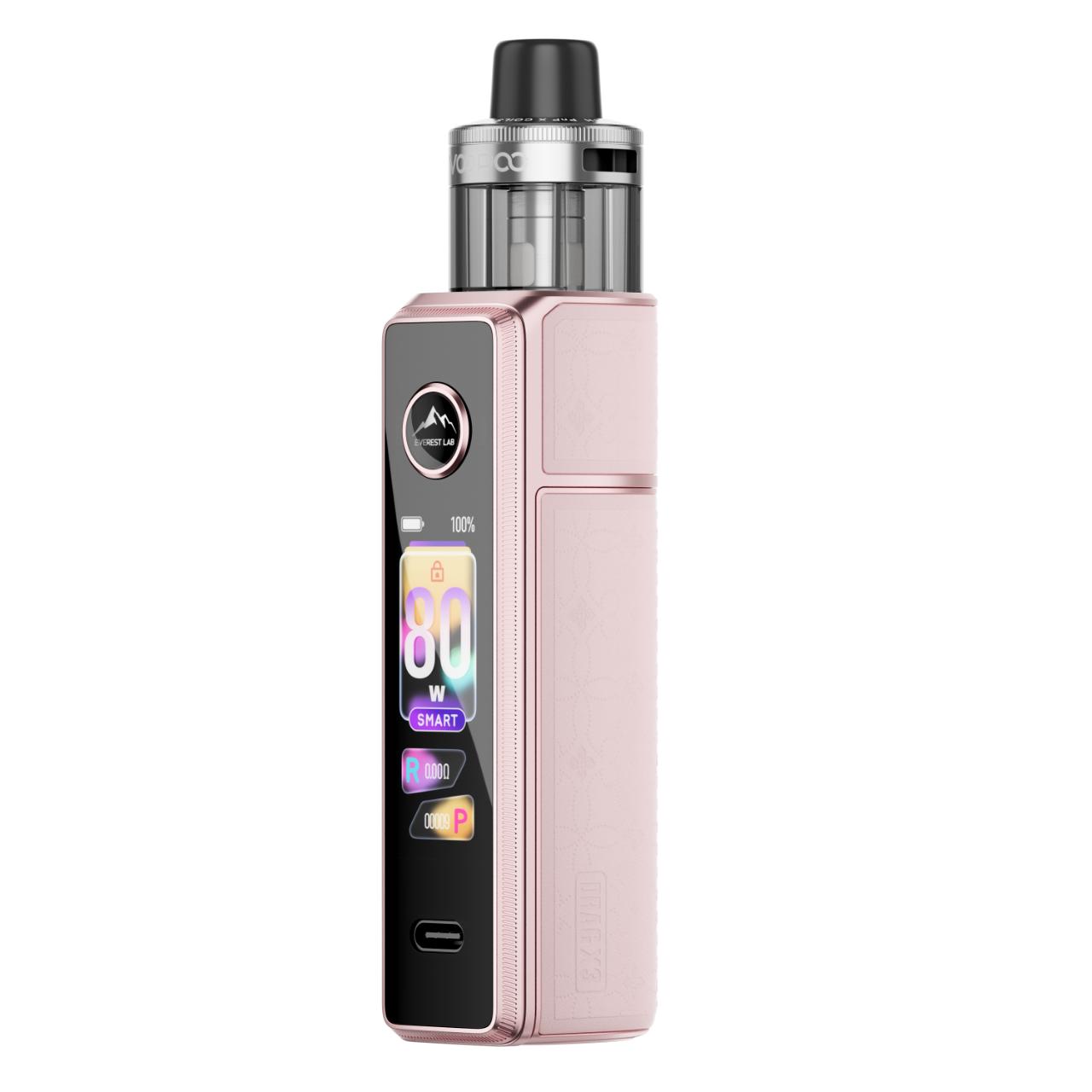 Voopoo Drag X3 Pod Mod Vape Kit Adjustable Wattage USB C - Glow Pink