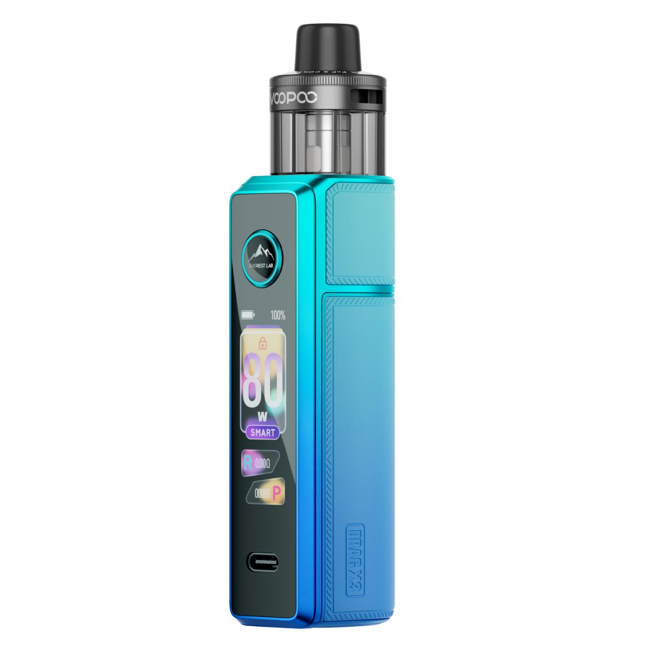 Voopoo Drag X3 Pod Mod Vape Kit Adjustable Wattage USB C - Sky Blue
