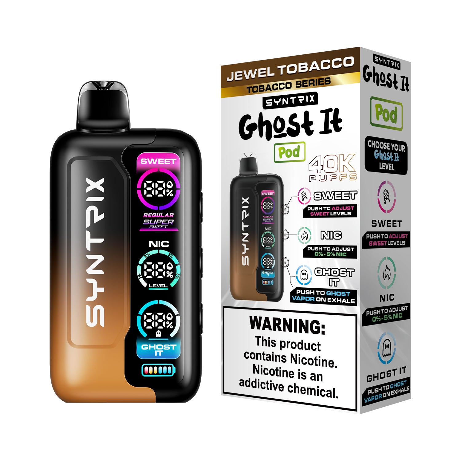Syntrix Ghost It 40K Puffs Disposable Vape Long Lasting - Jewel Tobacco