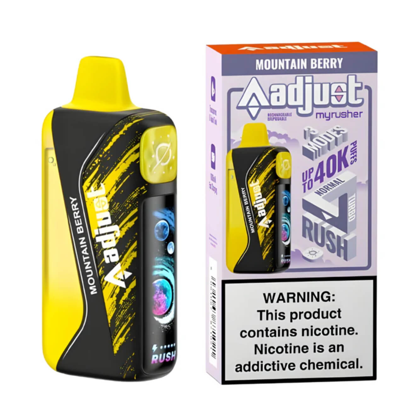MyRusher 40000 Puffs Disposable Vape Adjustable Airflow - Mountain Berry