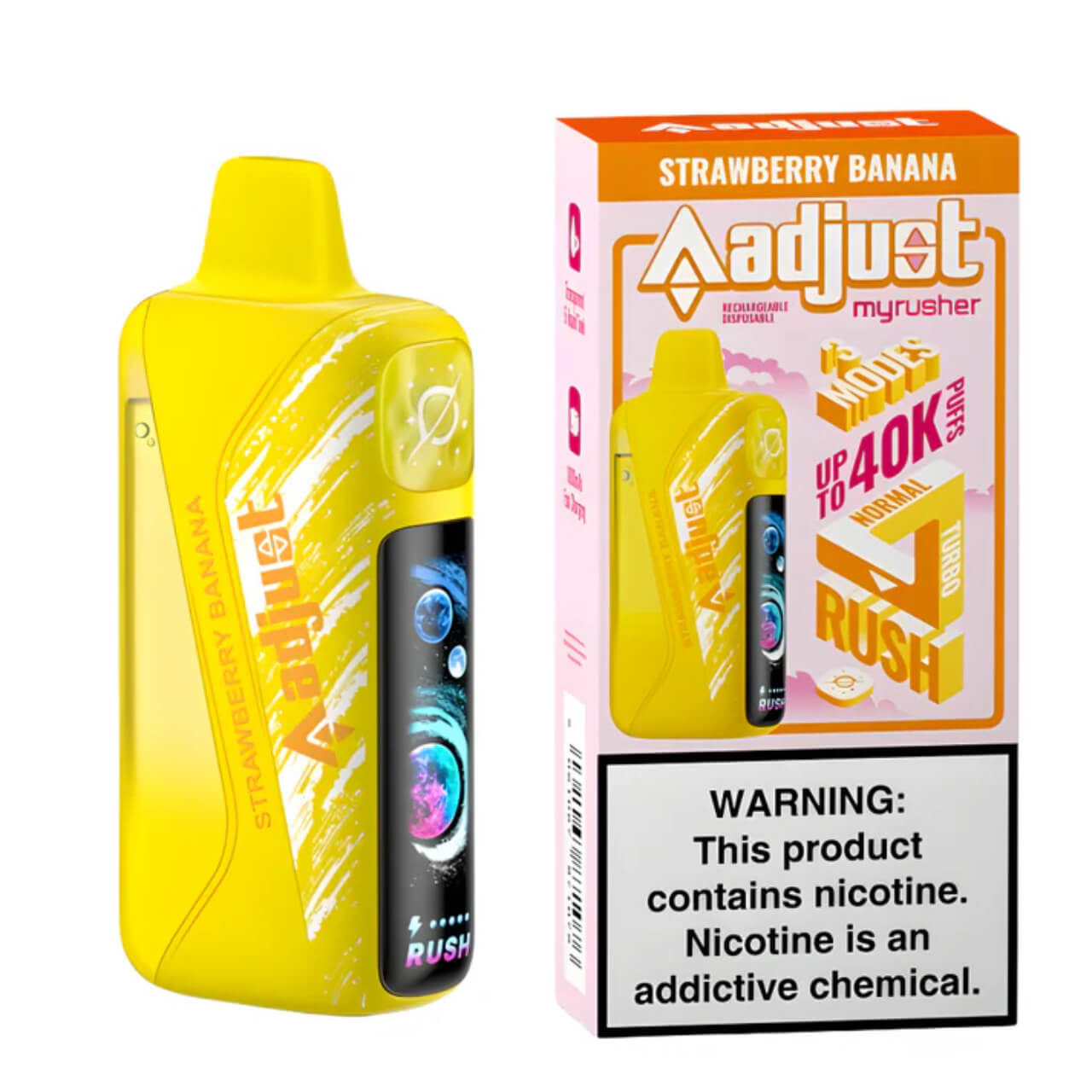 MyRusher 40000 Puffs Disposable Vape Adjustable Airflow - Strawberry Banana