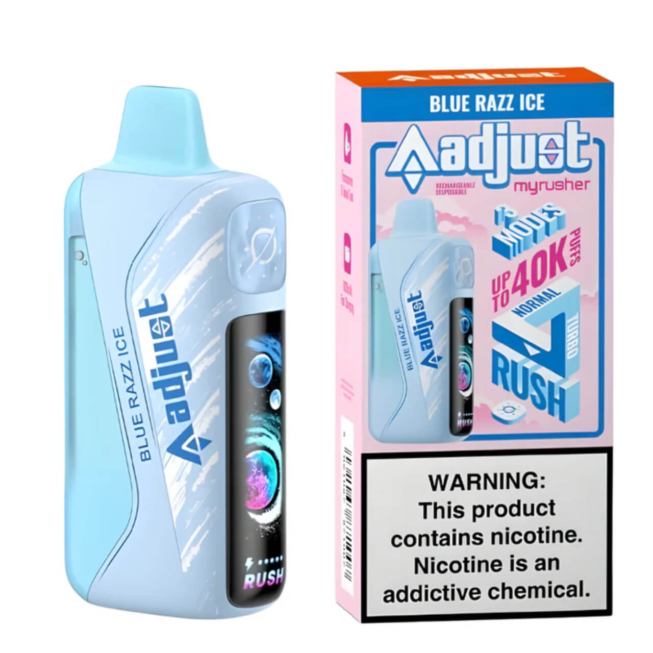 MyRusher 40000 Puffs Disposable Vape Adjustable Airflow - Blue Razz Ice