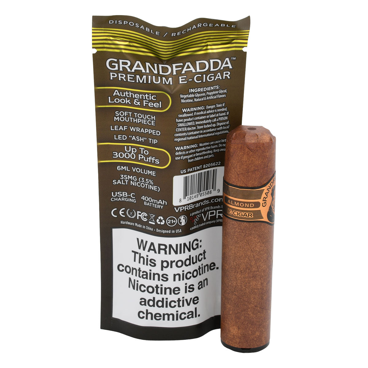 Grandfadda Premium E-cigar With Packaging - Almond Tobacco Flavor