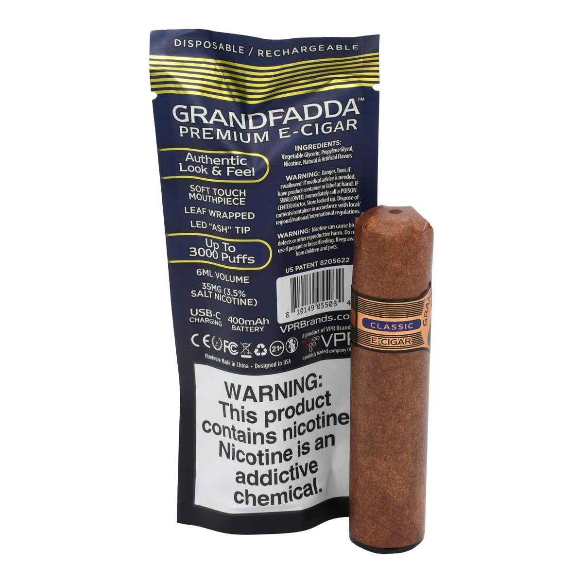 Grandfadda Premium E-cigar With Packaging - Classic Tobacco Flavor