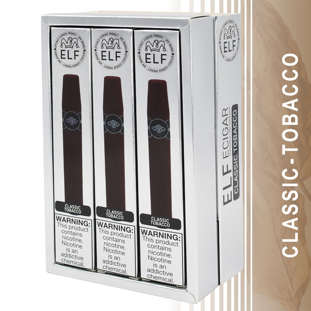 3-Pack Disposable E-Cigars with Classic Tobacco Cigar Vape Flavor