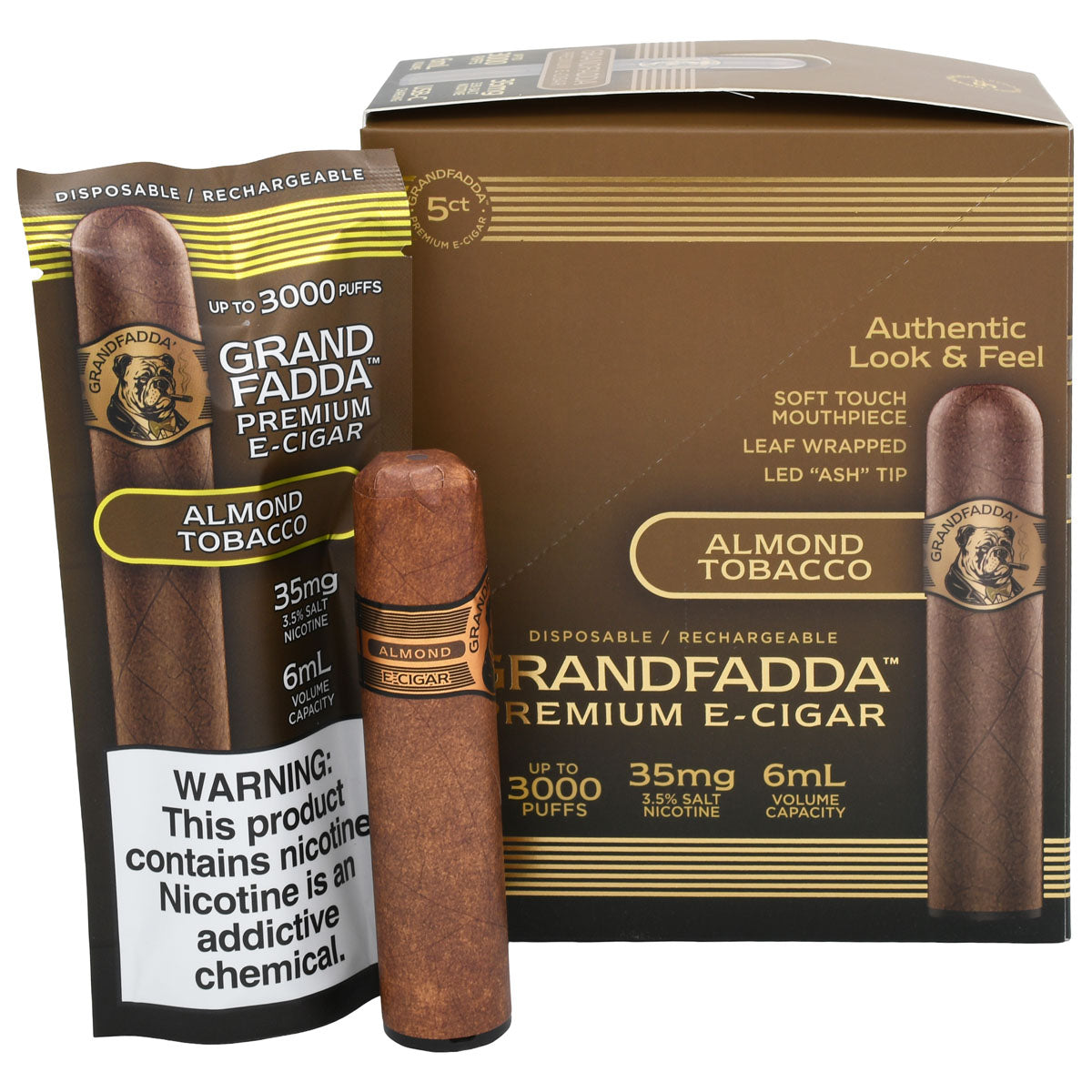 Almond Tobacco E-Cigar 5-Pack | Grandfadda Gordo