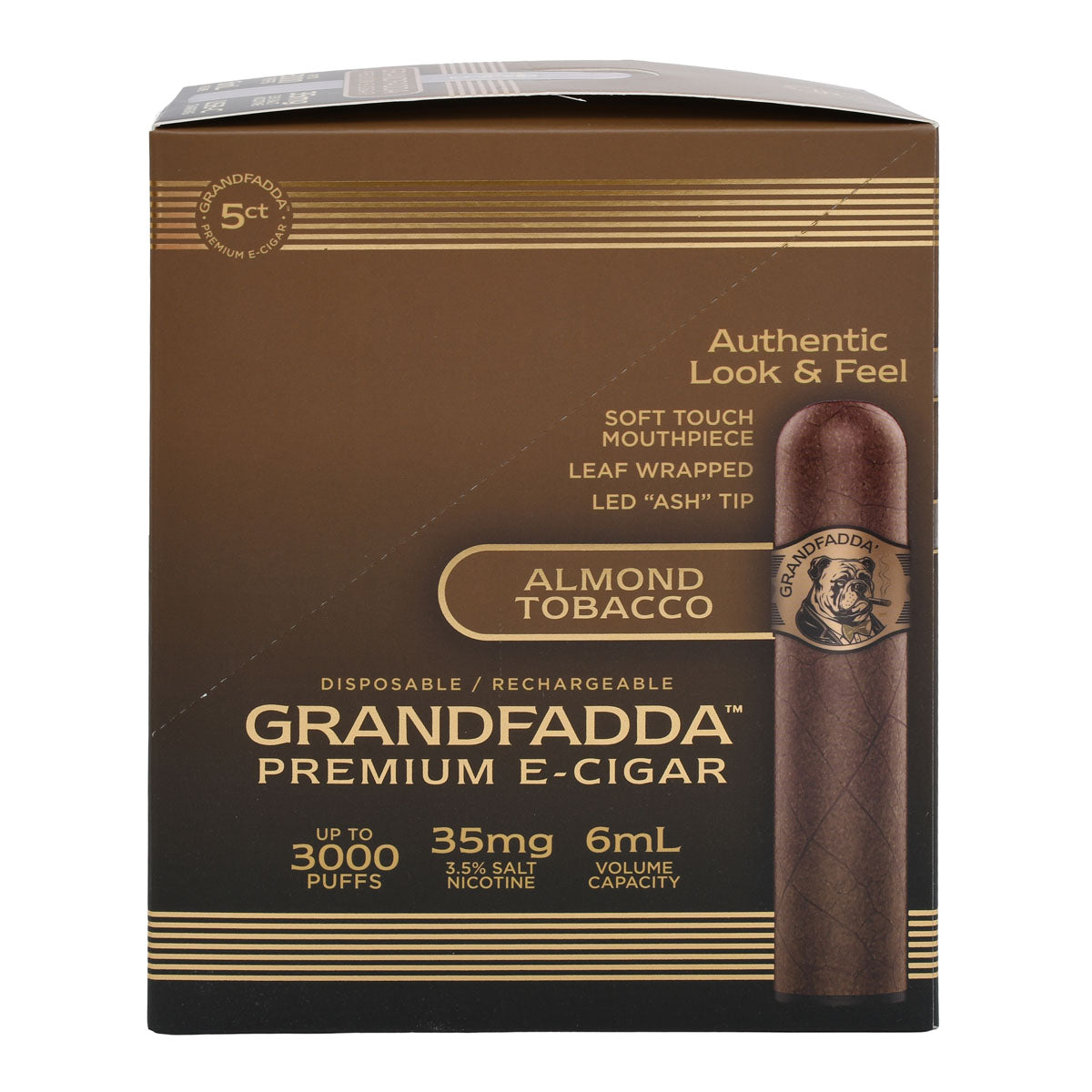 The Grandfadda Gordo Almond Tobacco 5-Pack takes the bold presence of a classic Gordo-style e-cigar and adds a refined, aromatic edge.