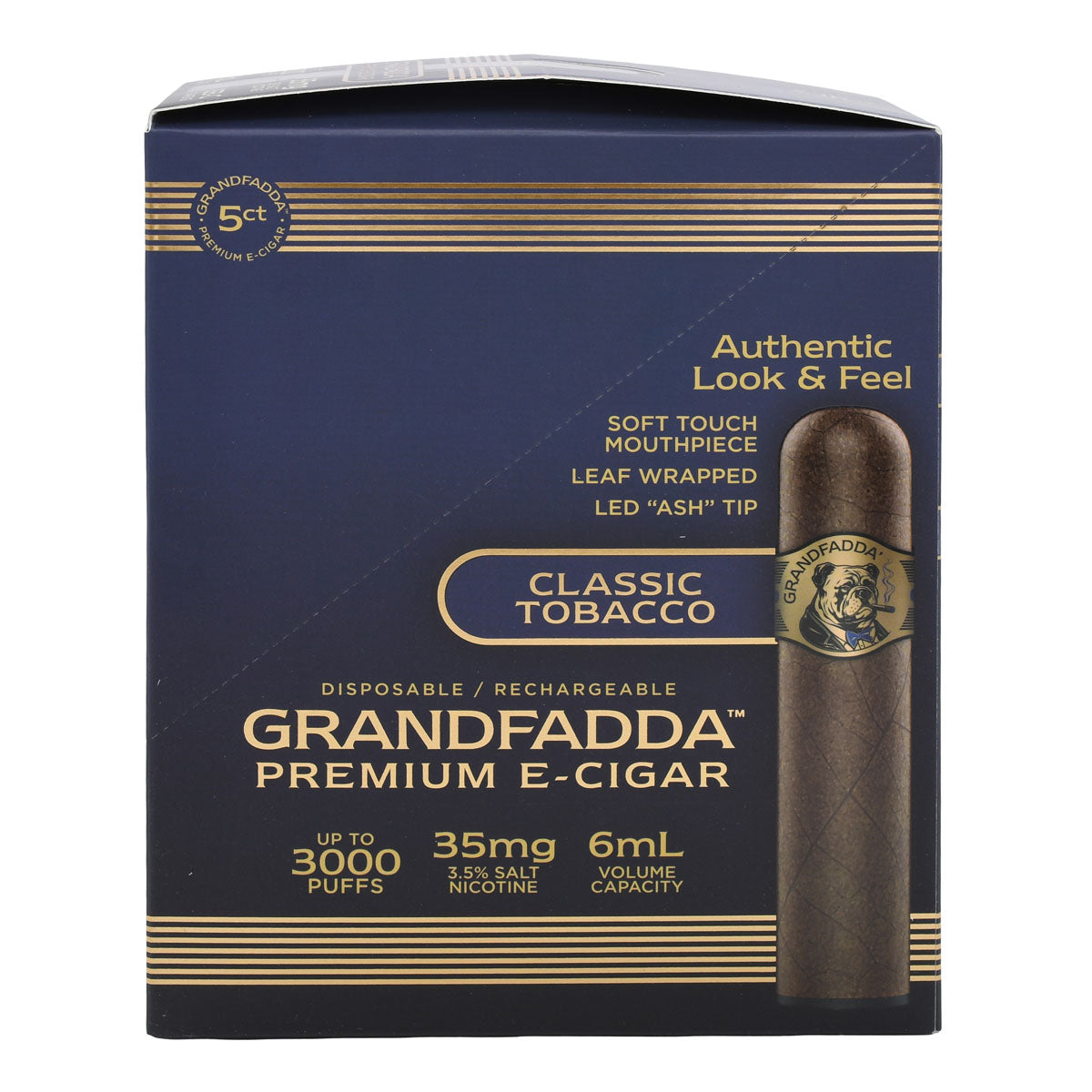 5CT Box of Classic Tobacco Grandfadda Premium E-Cigar