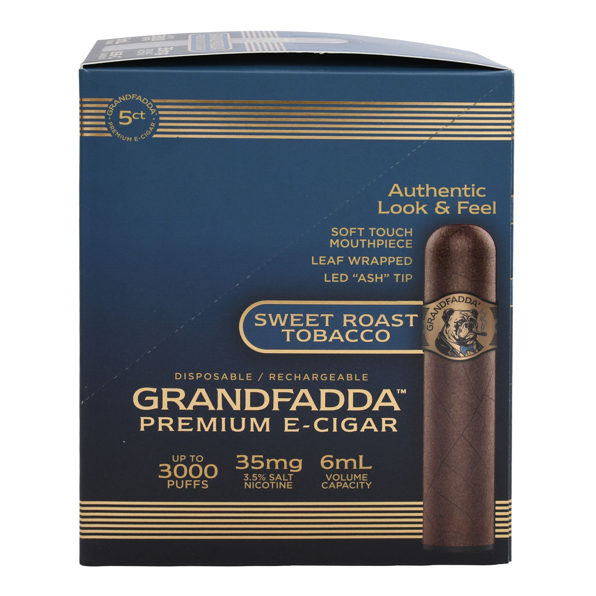 E-Cigar 5-Pack Box | Grandfadda Gordo Sweet Roasted Tobacco Flavor