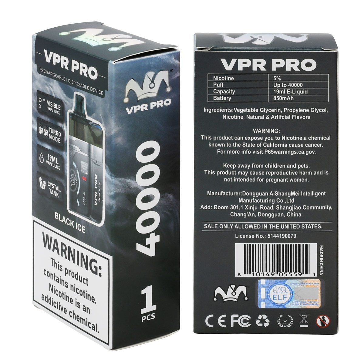 Black Ice ELF VPR 40K box