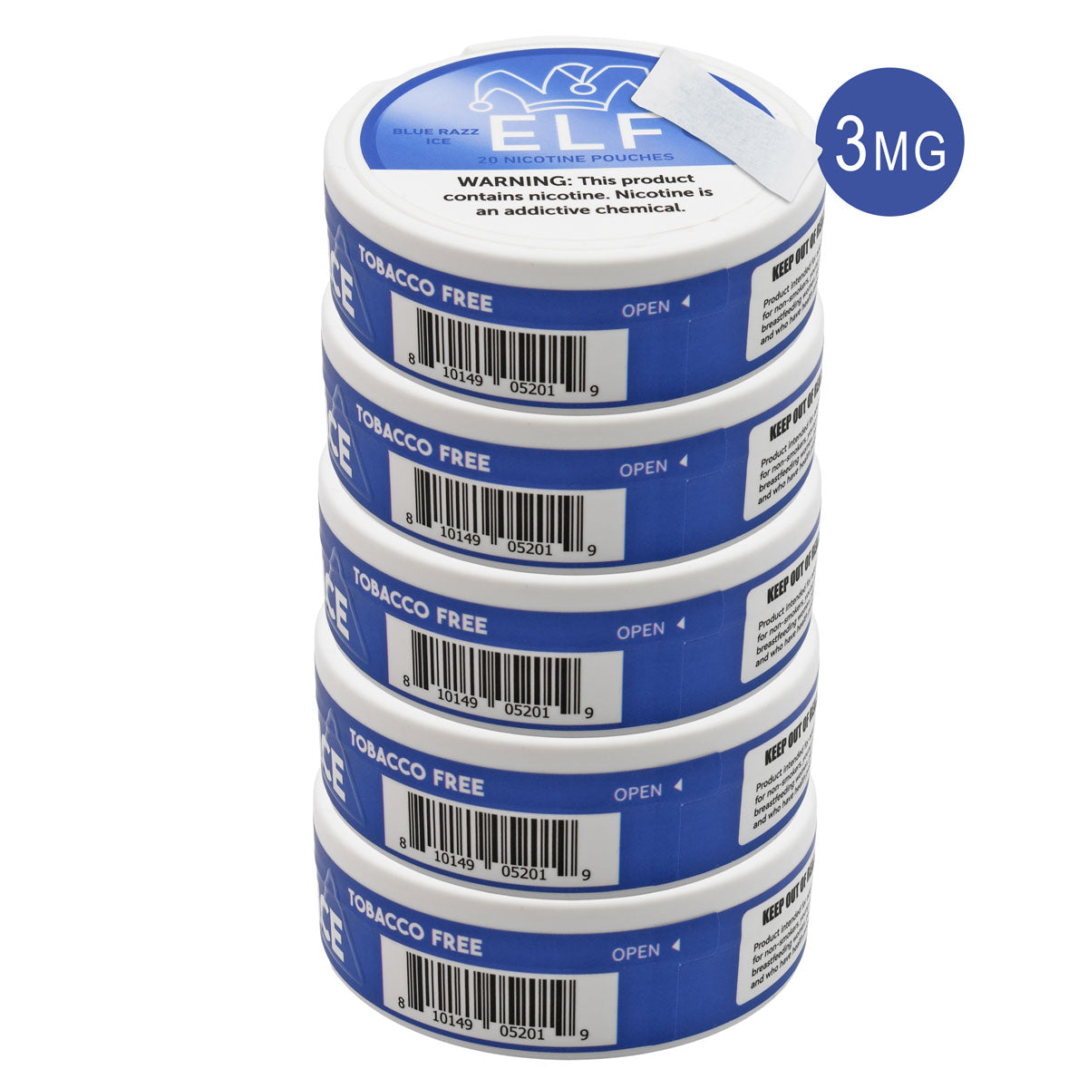 Blue Razz Ice 3MG Nic Pouches 5-Pack