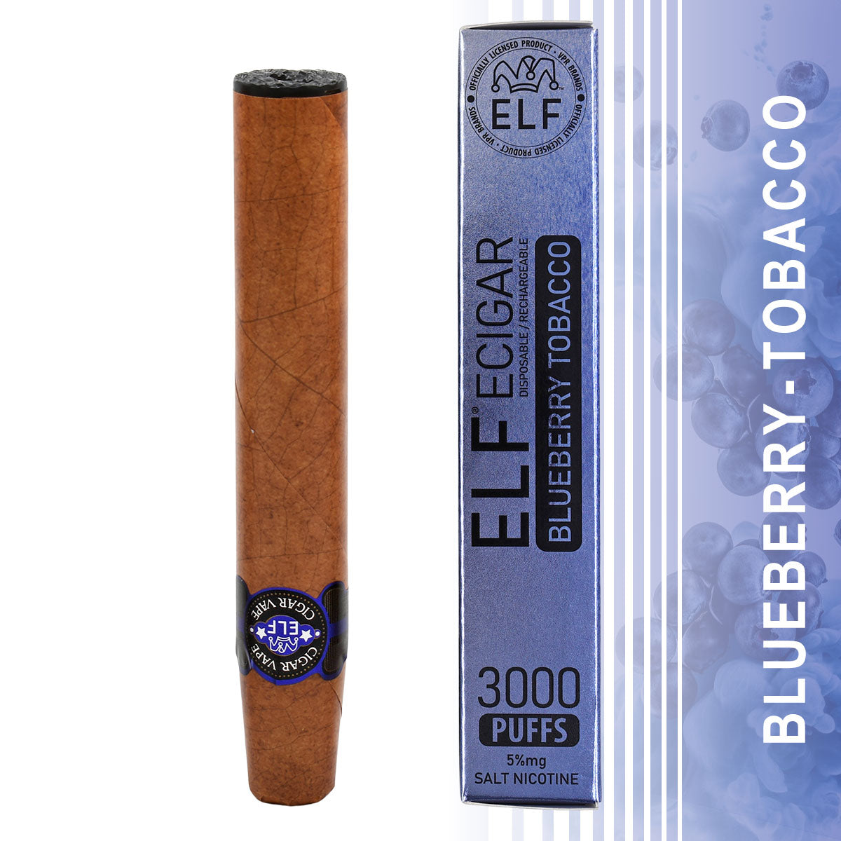 Blueberry Tobacco Flavored Cigar Vape Disposable w/ 3000 Puffs