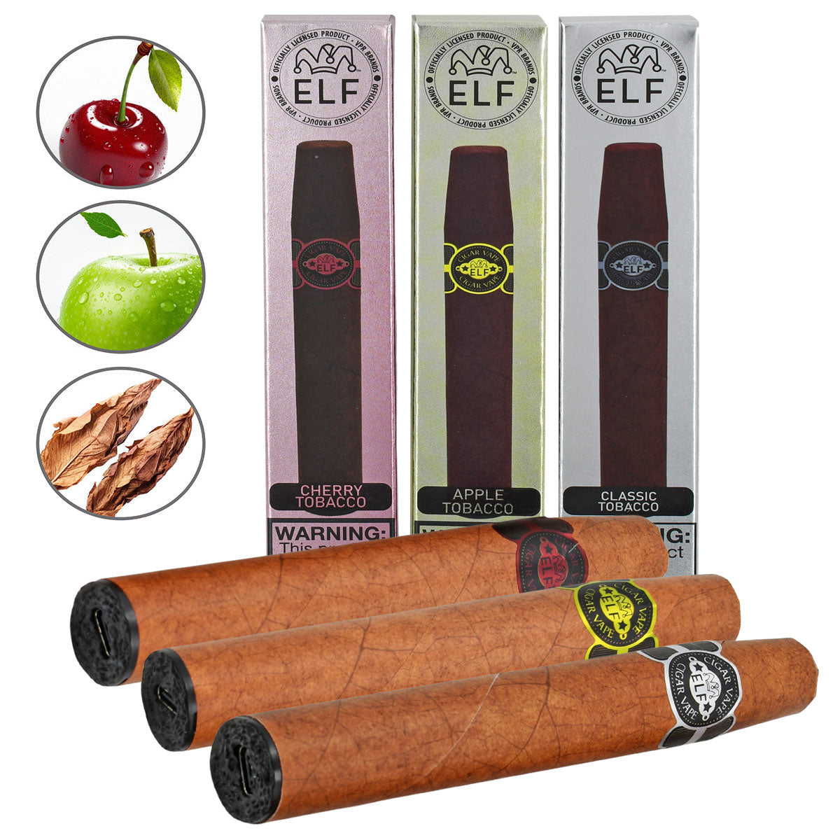 Ecigar Sampler No.5 - Cherry, apple and classic tobacco vape flavors