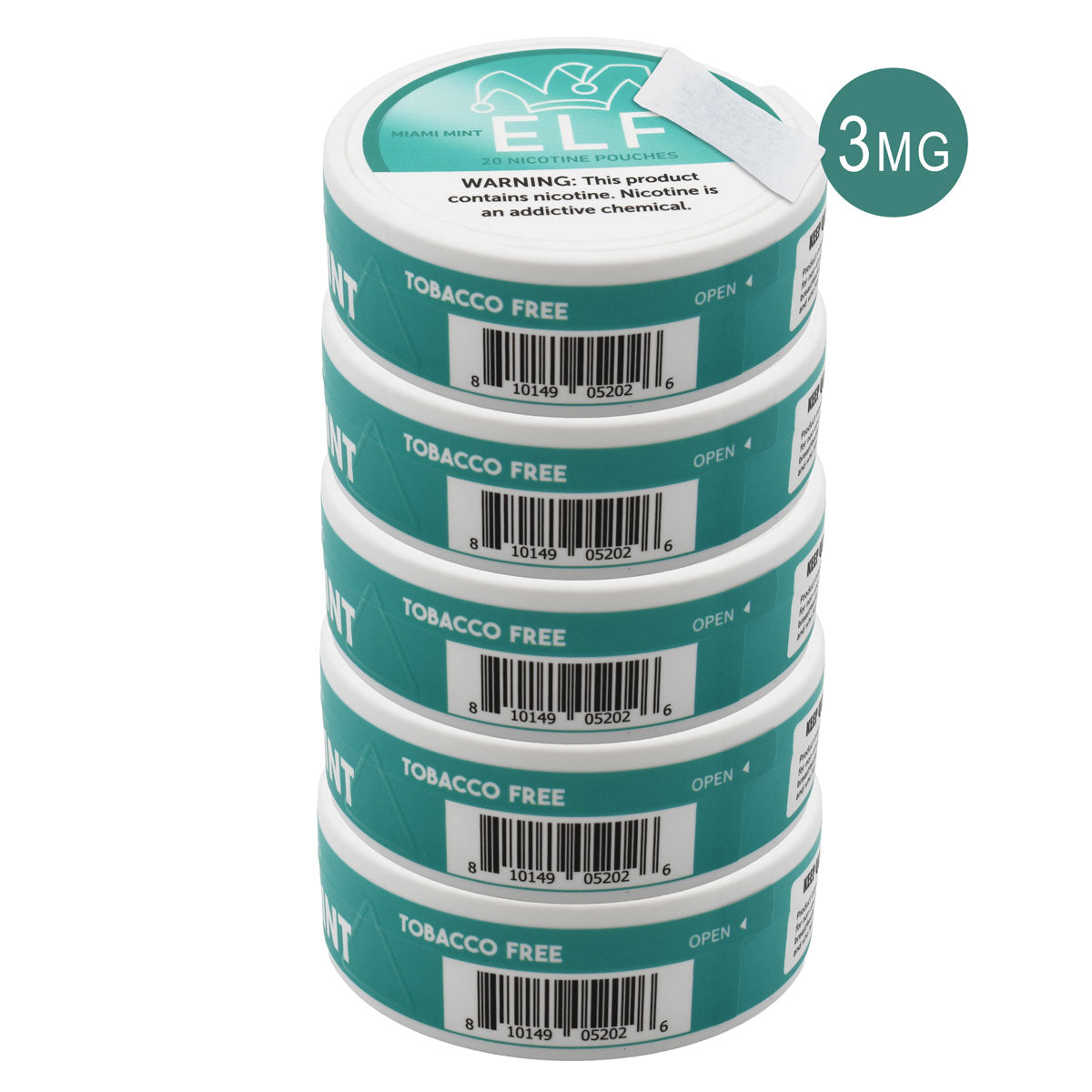Miami Mint 3MG Nic Pouches 5-Pack