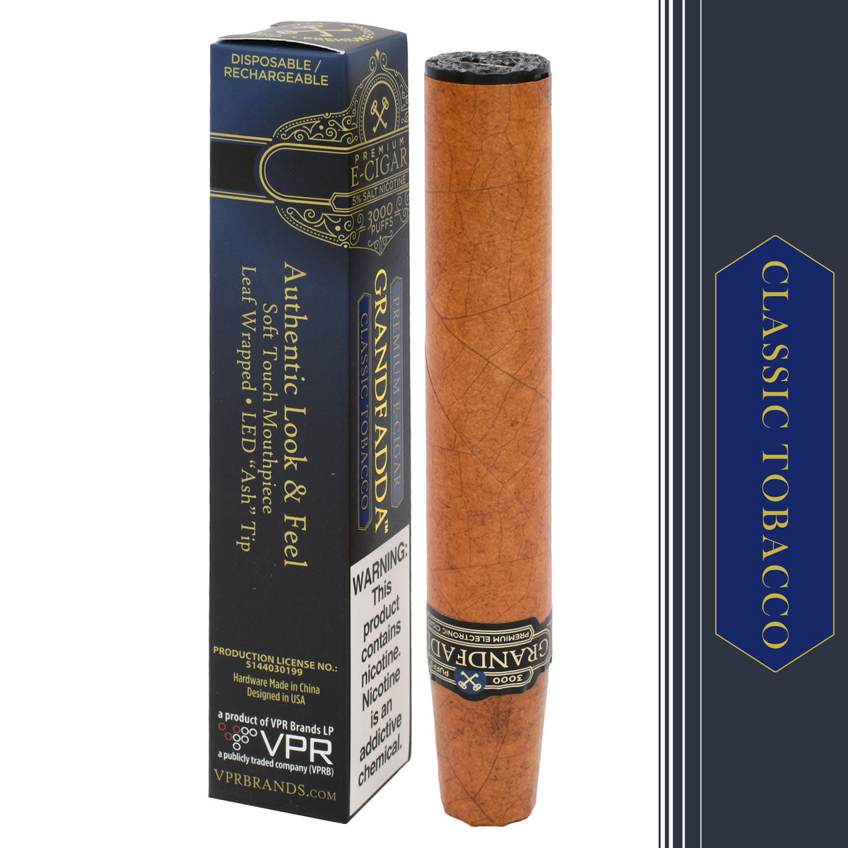Grandfadda Classic Tobacco Ecigar Packaging