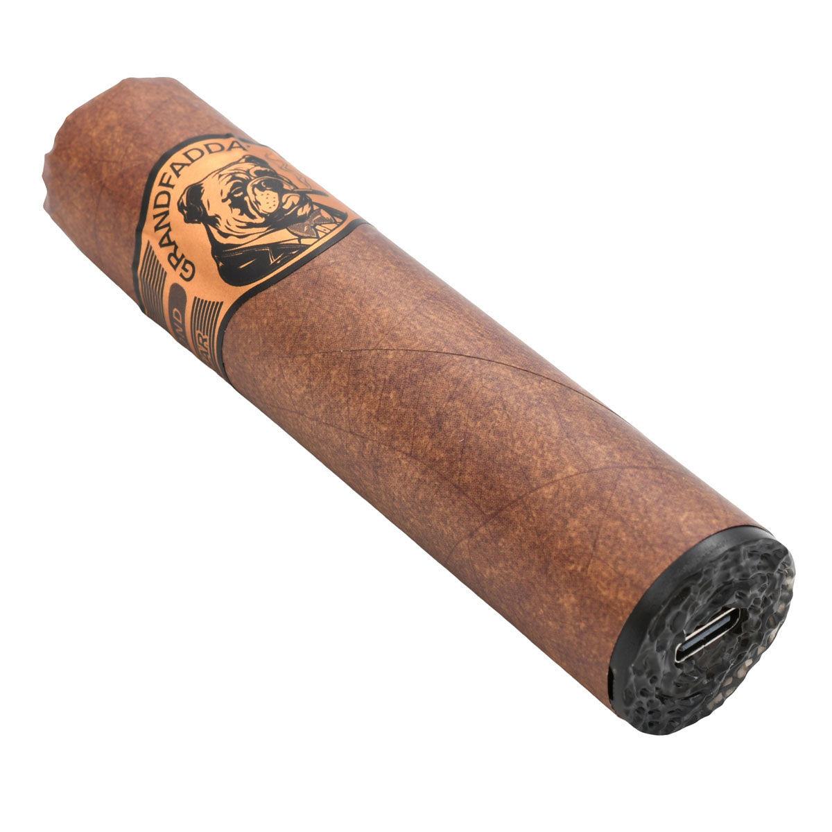 Almond Tobacco Gordo E-Cigars by Grandfadda - side view with USB-C charging port