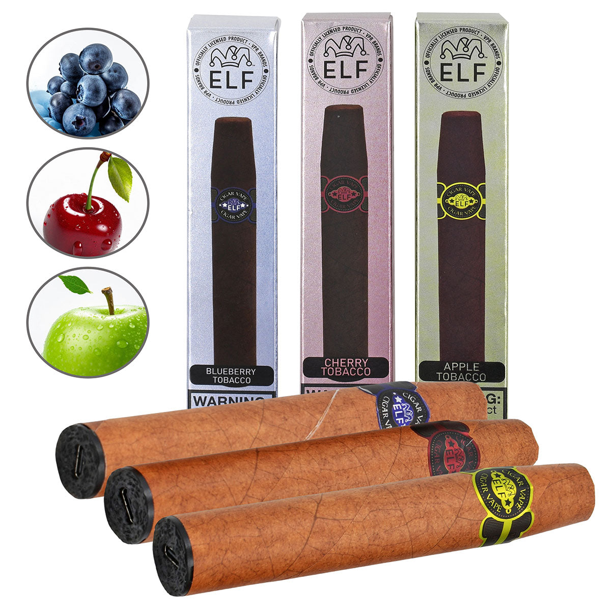 E-Cigar Sampler No.3 Blueberry, Cherry, Apple Cigar Vape Flavors