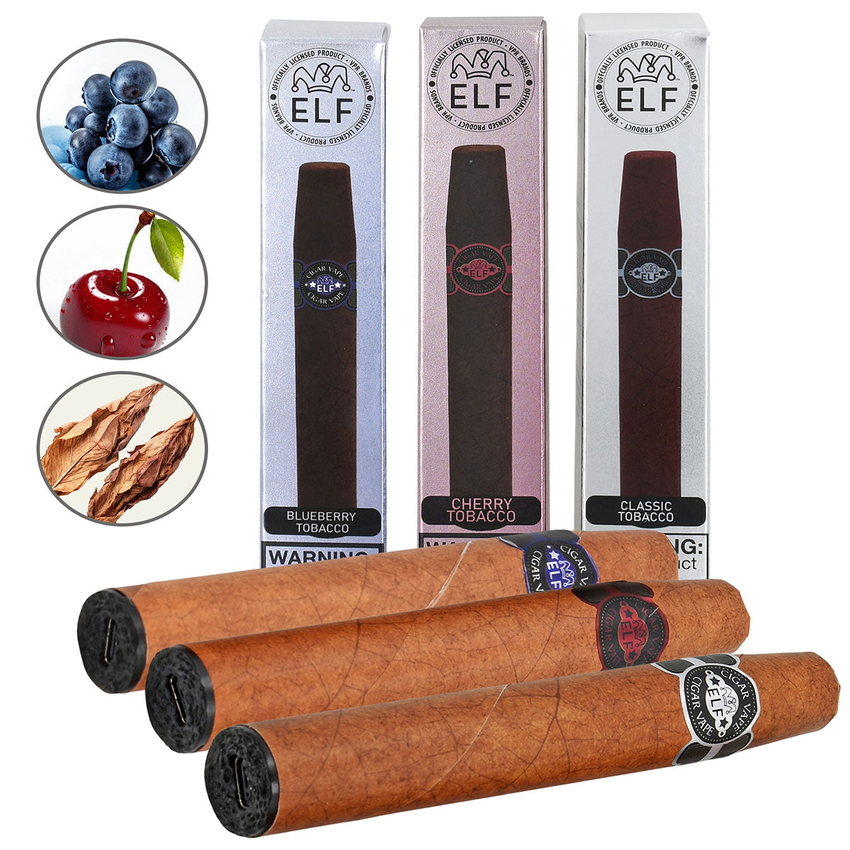 E-Cigar Sampler No.1 Blueberry, Cherry, Tobacco Cigar Vape Flavors