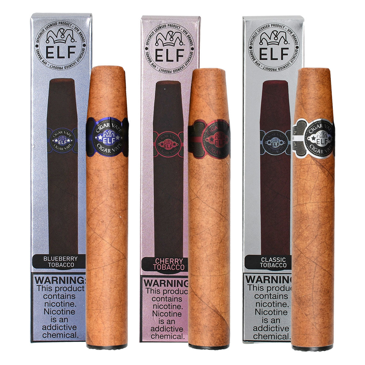 3  Cigar Vape Flavors in Sampler No.1 Blueberry, Cherry, Tobacco