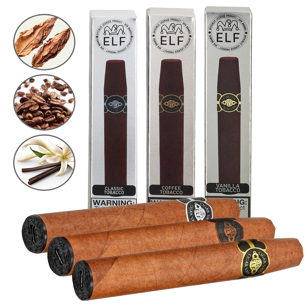 E-Cigar Sampler No.4 Tobacco, Coffee, Vanilla Cigar Vape Flavors