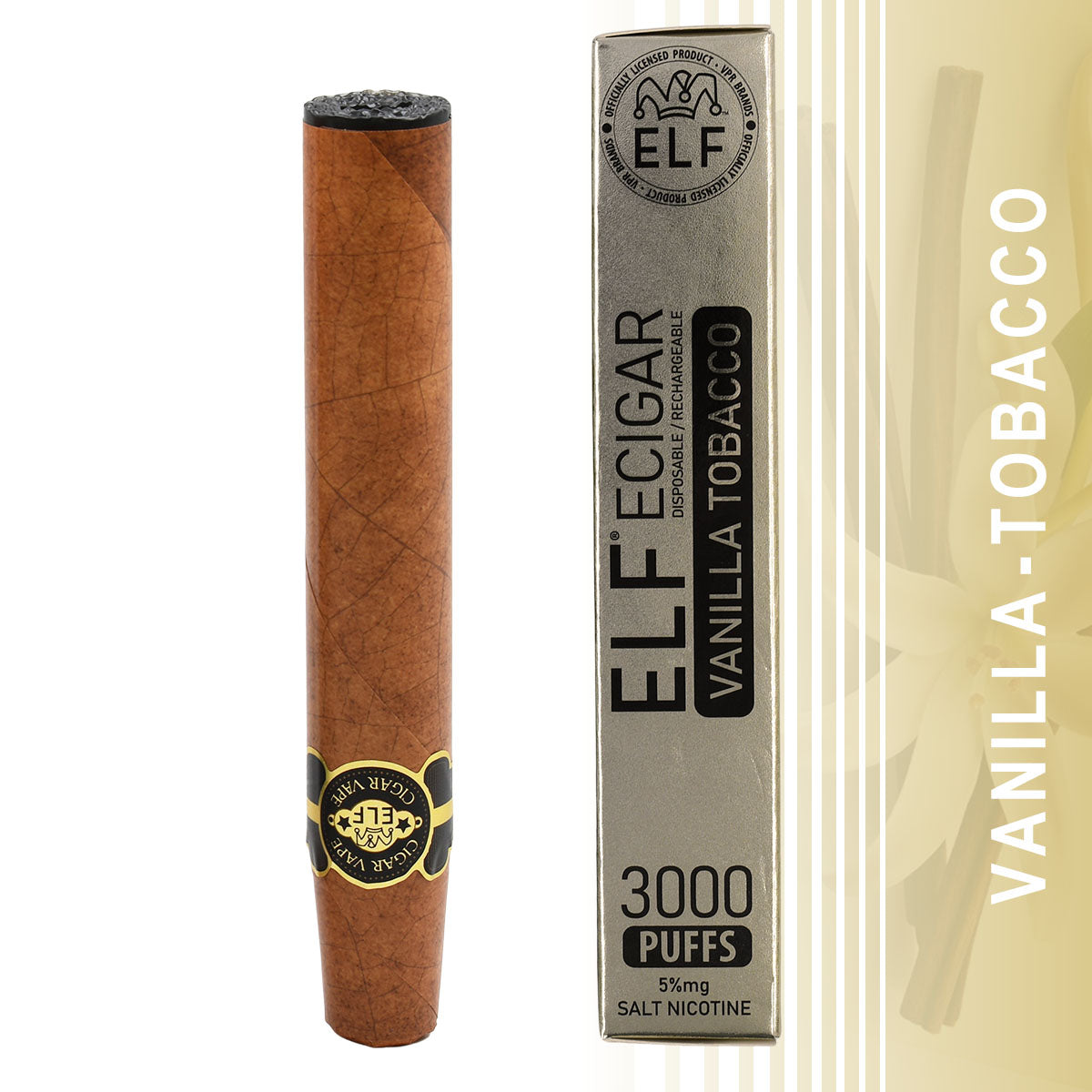 Vanilla Tobacco Flavor Elf Cigar Vape Disposable - 3000 Puffs 