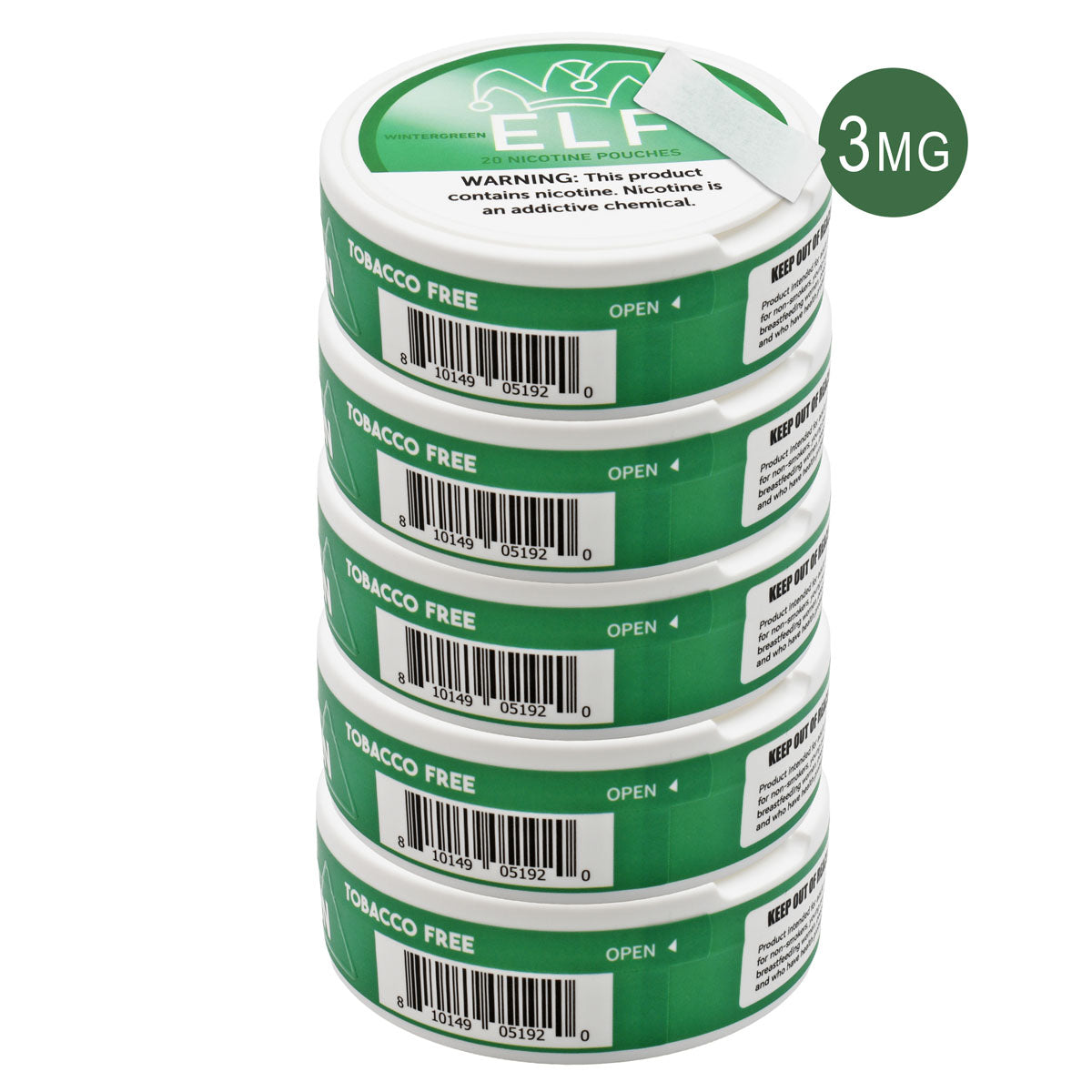 Wintergreen 3MG Nic Pouches 5-Pack